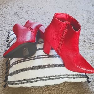 Red New  Faux Crocodile skin Ankle Boots by bamboo.